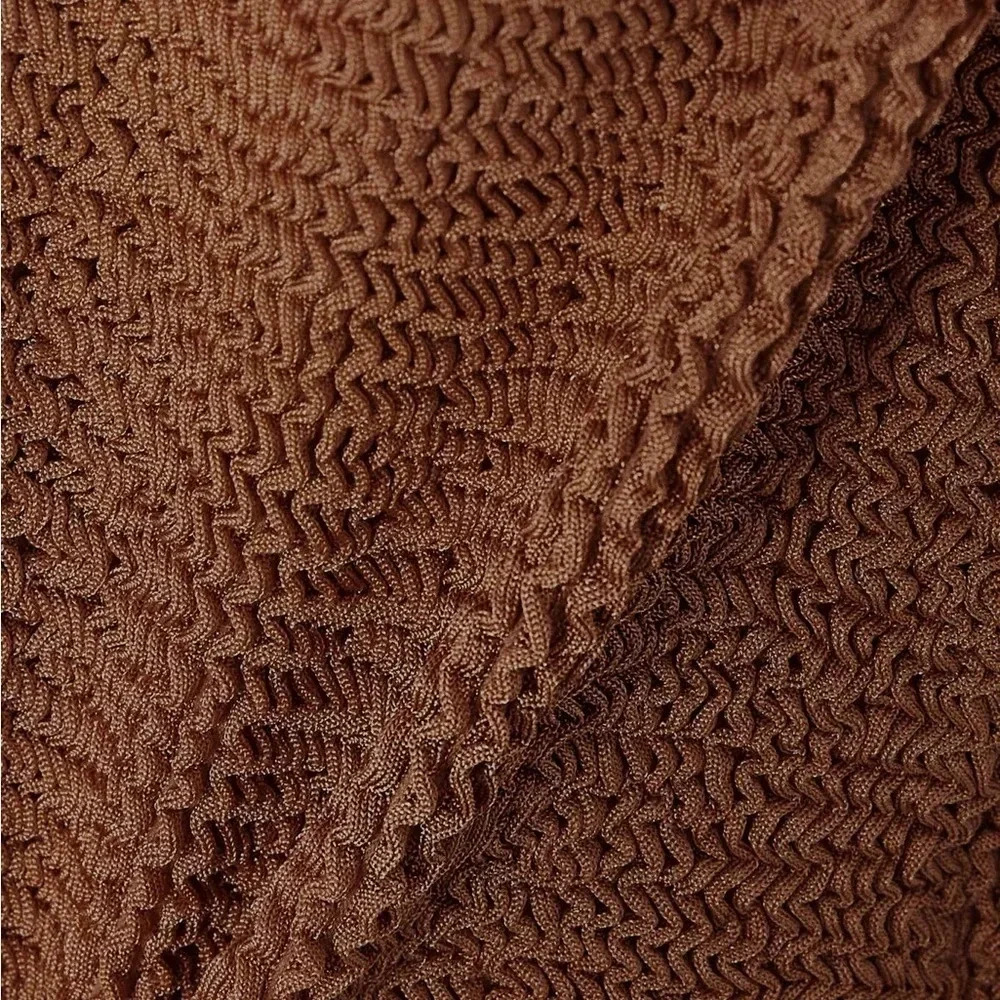 New Hunza G Gloria Bikini SET Metallic Cocoa Seersucker Bandeau Crinkle Tan Cute - Picture 6 of 12